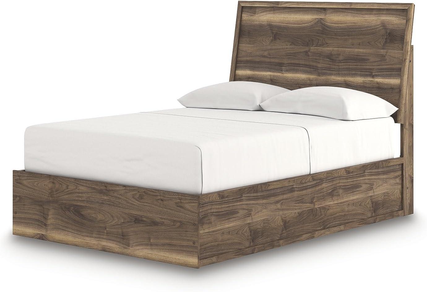 imageSignature Design by Ashley Zadilyn MidCentury Modern Panel Platform Bed with Storage Foundation or Box Spring Not Needed Twin Dark BrownFull Panel Bed