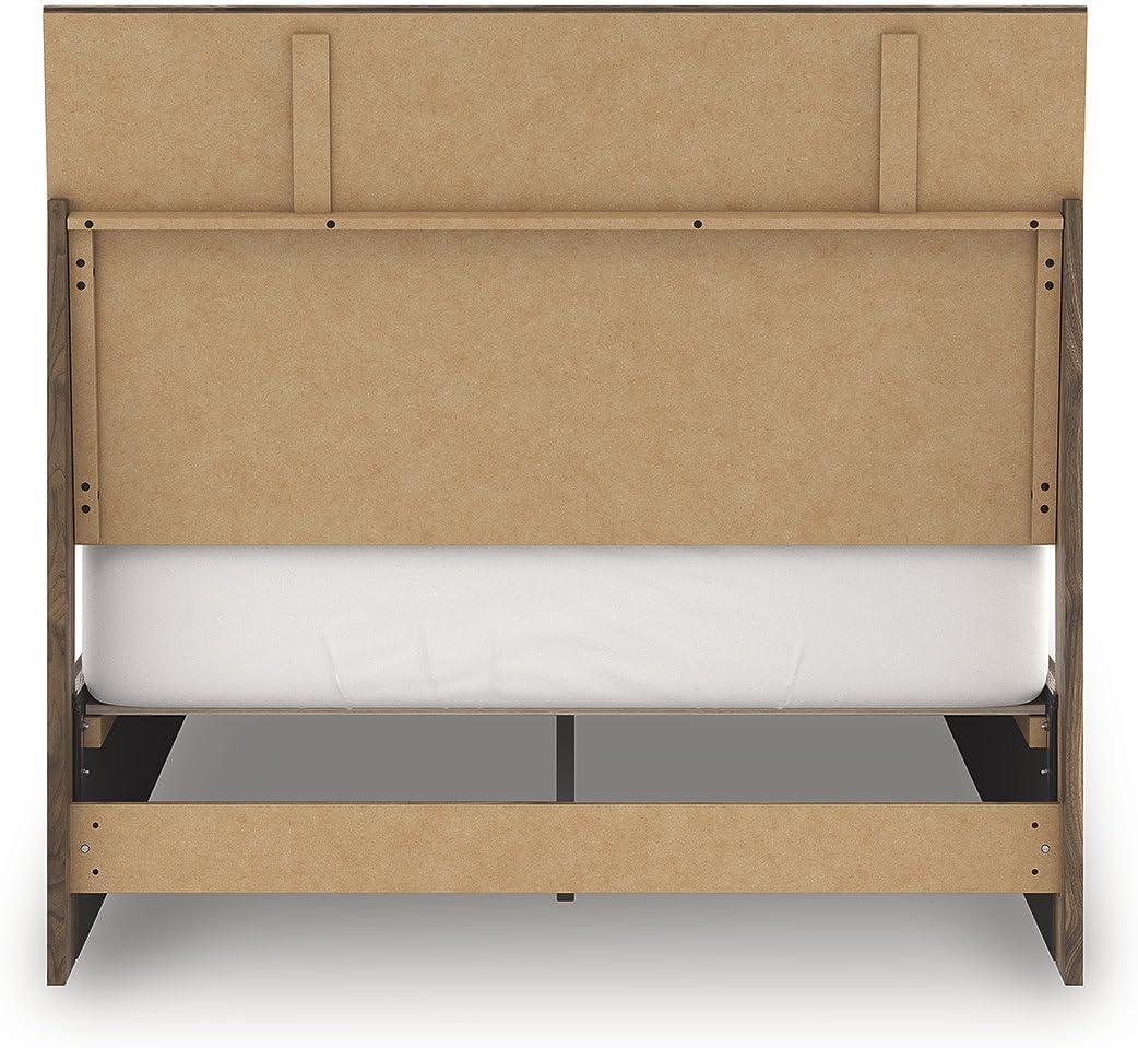 imageSignature Design by Ashley Zadilyn MidCentury Modern Panel Platform Bed with Storage Foundation or Box Spring Not Needed Twin Dark BrownFull Panel Bed