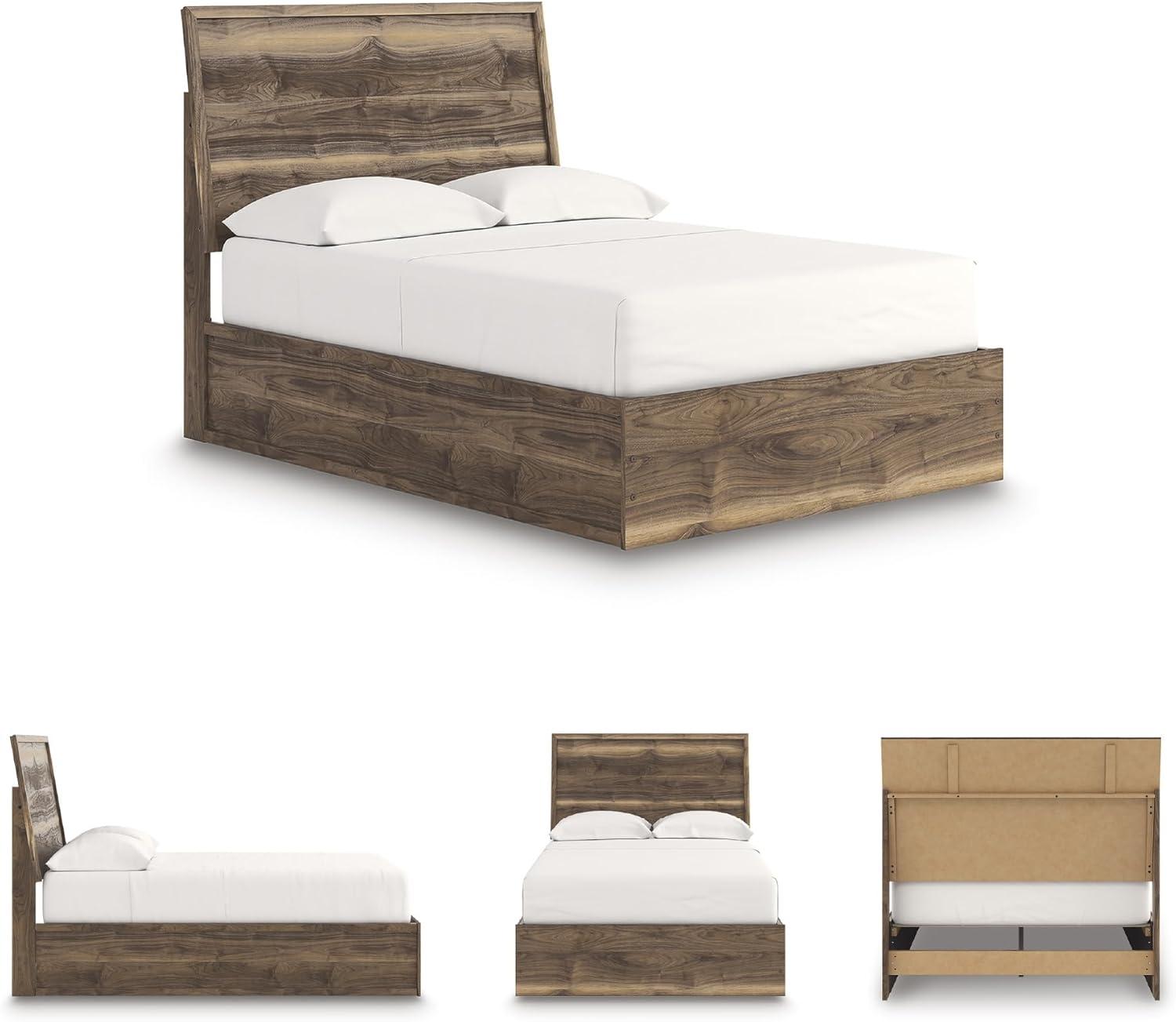 imageSignature Design by Ashley Zadilyn MidCentury Modern Panel Platform Bed with Storage Foundation or Box Spring Not Needed Twin Dark BrownFull Panel Bed