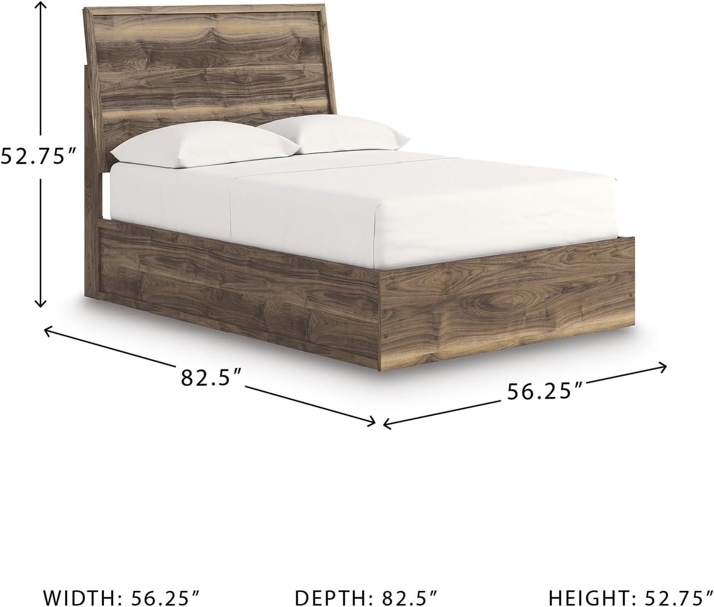 imageSignature Design by Ashley Zadilyn MidCentury Modern Panel Platform Bed with Storage Foundation or Box Spring Not Needed Twin Dark BrownFull Panel Bed