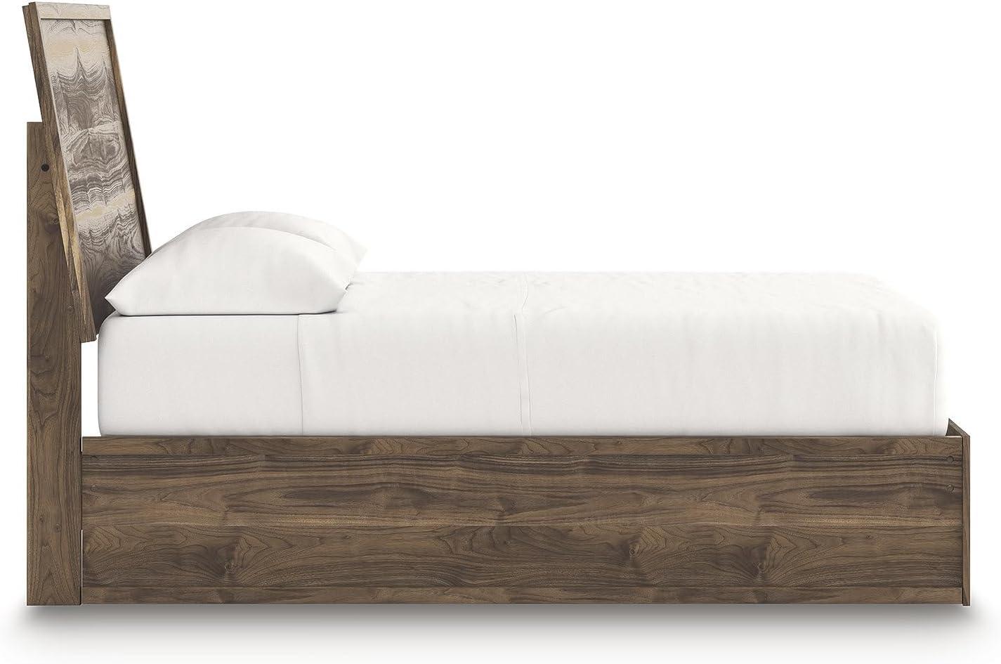 imageSignature Design by Ashley Zadilyn MidCentury Modern Panel Platform Bed with Storage Foundation or Box Spring Not Needed Twin Dark BrownFull Panel Bed