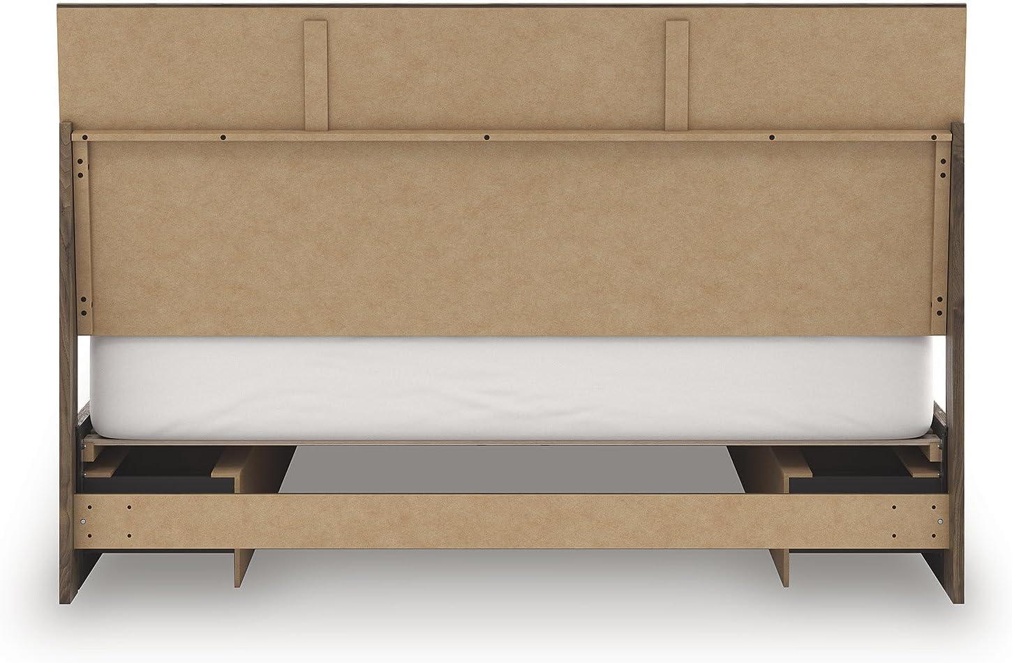 imageSignature Design by Ashley Zadilyn MidCentury Modern Panel Platform Bed with Storage Foundation or Box Spring Not Needed Twin Dark BrownKing Panel Bed with Storage