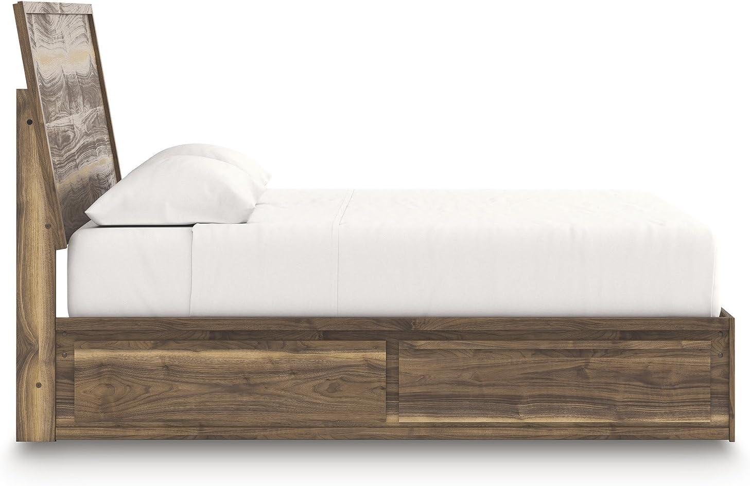 imageSignature Design by Ashley Zadilyn MidCentury Modern Panel Platform Bed with Storage Foundation or Box Spring Not Needed Twin Dark BrownKing Panel Bed with Storage