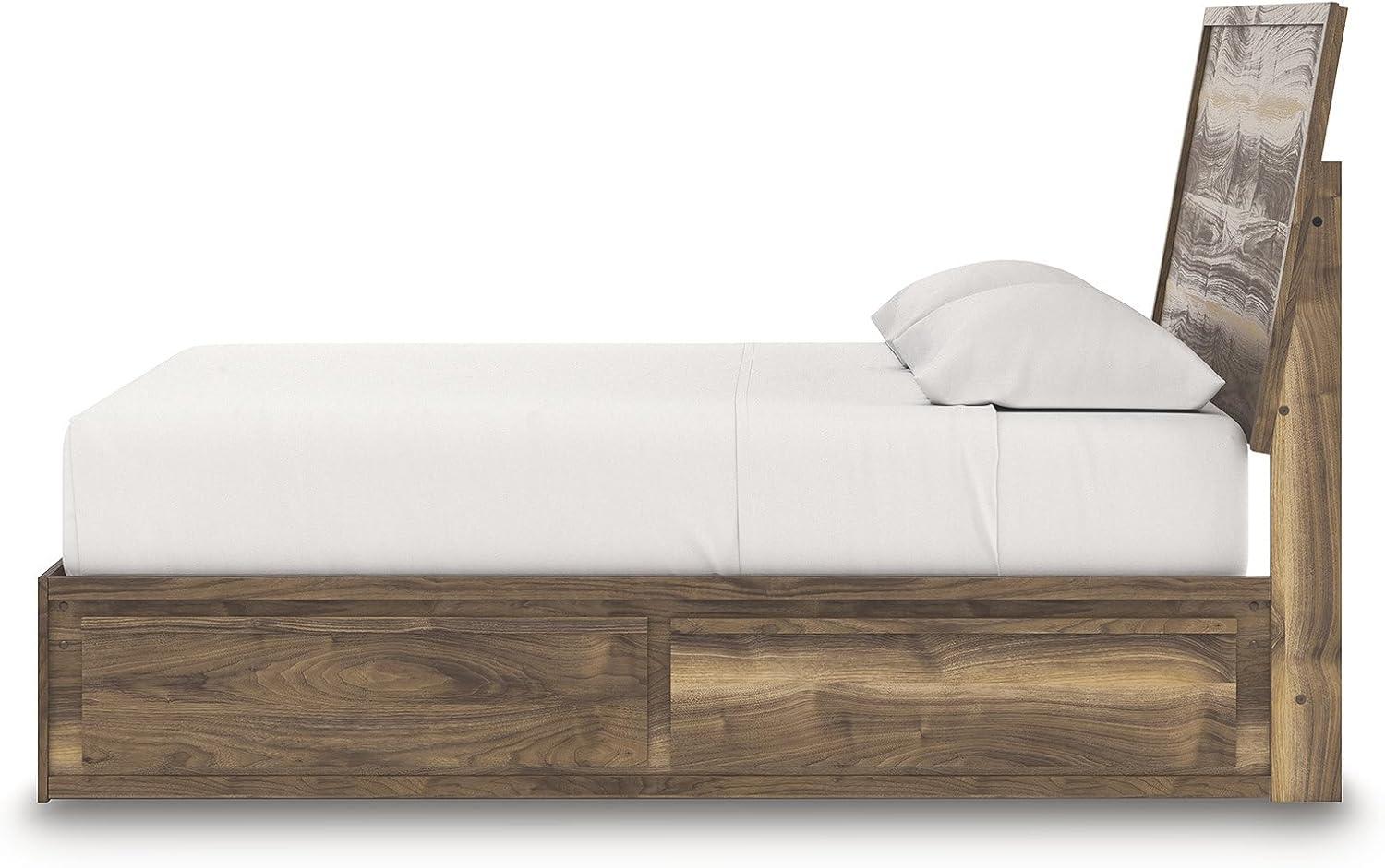 imageSignature Design by Ashley Zadilyn MidCentury Modern Panel Platform Bed with Storage Foundation or Box Spring Not Needed Twin Dark BrownKing Panel Bed with Storage