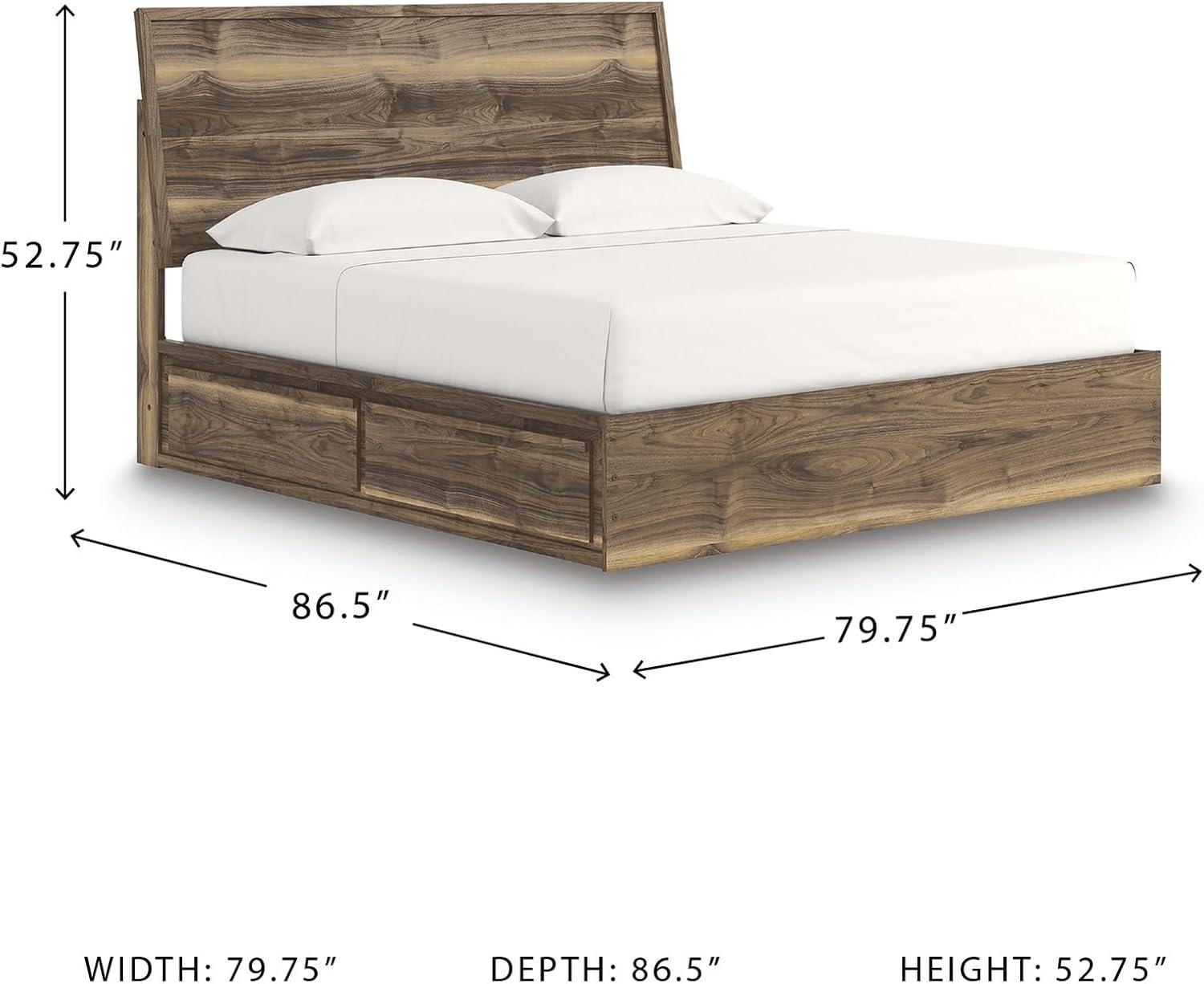 imageSignature Design by Ashley Zadilyn MidCentury Modern Panel Platform Bed with Storage Foundation or Box Spring Not Needed Twin Dark BrownKing Panel Bed with Storage