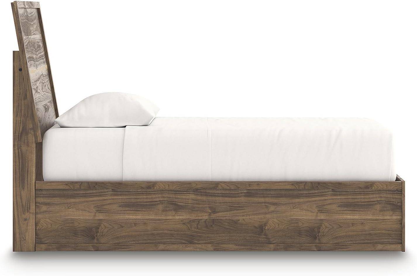 imageSignature Design by Ashley Zadilyn MidCentury Modern Panel Platform Bed with Storage Foundation or Box Spring Not Needed Twin Dark BrownTwin Panel Bed