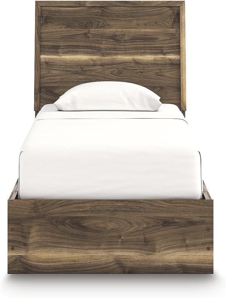 imageSignature Design by Ashley Zadilyn MidCentury Modern Panel Platform Bed with Storage Foundation or Box Spring Not Needed Twin Dark BrownTwin Panel Bed