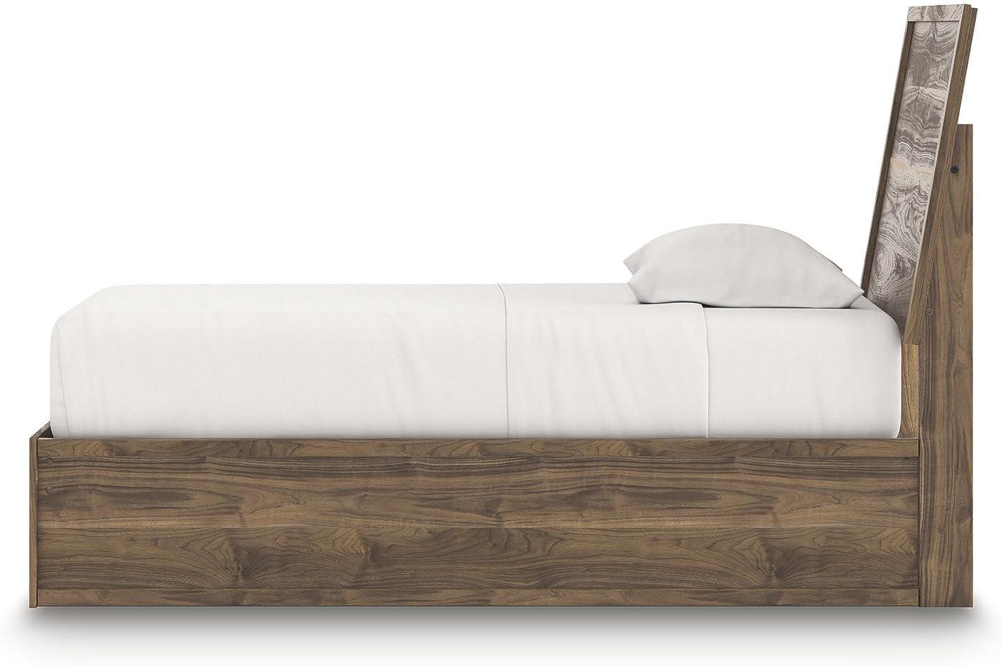 imageSignature Design by Ashley Zadilyn MidCentury Modern Panel Platform Bed with Storage Foundation or Box Spring Not Needed Twin Dark BrownTwin Panel Bed
