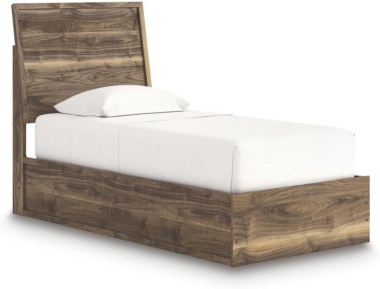 imageSignature Design by Ashley Zadilyn MidCentury Modern Panel Platform Bed with Storage Foundation or Box Spring Not Needed Twin Dark BrownTwin Panel Bed