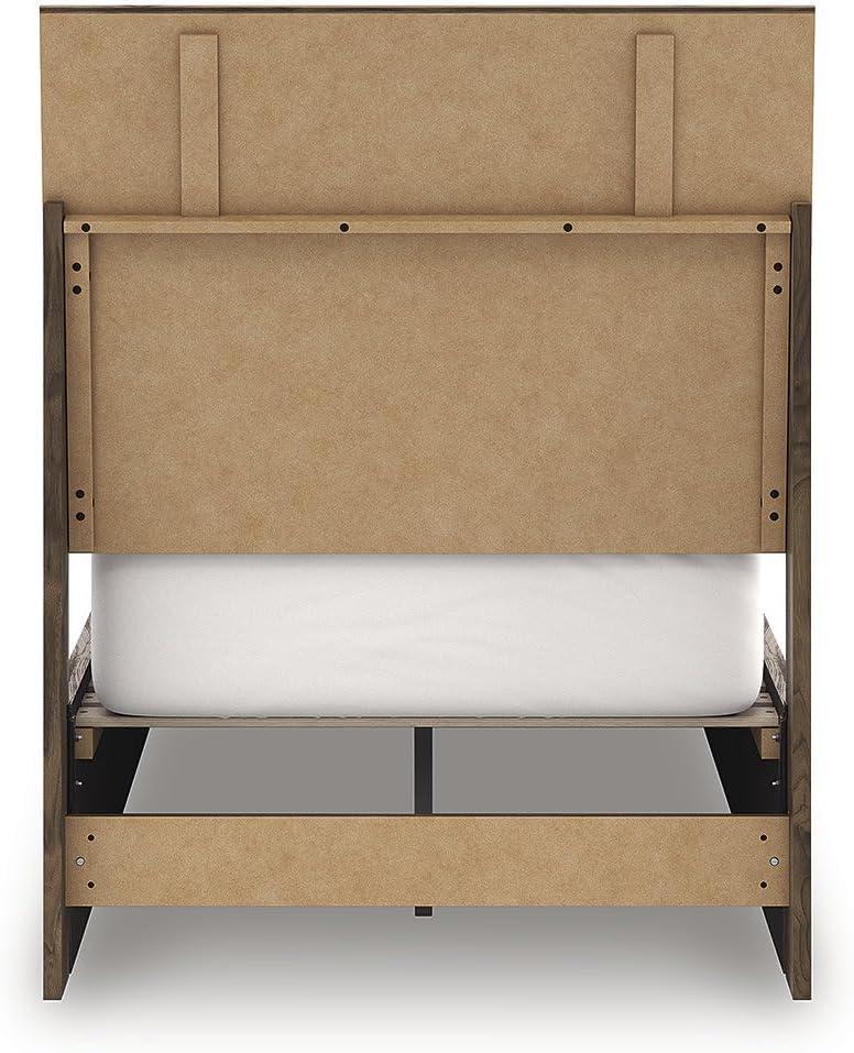 imageSignature Design by Ashley Zadilyn MidCentury Modern Panel Platform Bed with Storage Foundation or Box Spring Not Needed Twin Dark BrownTwin Panel Bed