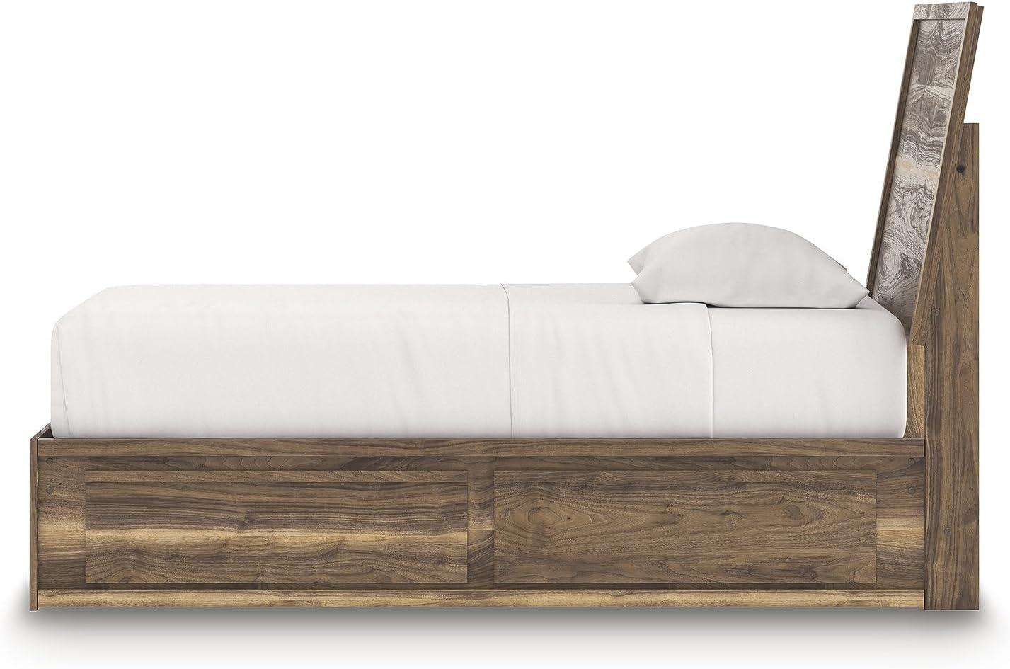 imageSignature Design by Ashley Zadilyn MidCentury Modern Panel Platform Bed with Storage Foundation or Box Spring Not Needed Twin Dark BrownTwin Panel Bed with Storage