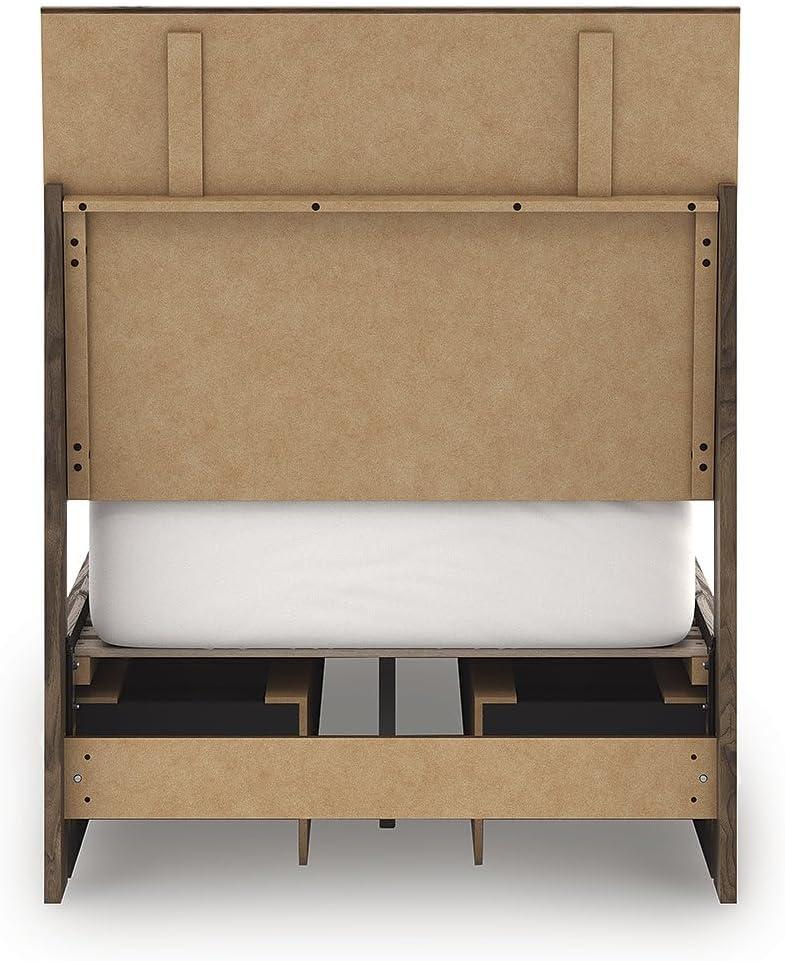 imageSignature Design by Ashley Zadilyn MidCentury Modern Panel Platform Bed with Storage Foundation or Box Spring Not Needed Twin Dark BrownTwin Panel Bed with Storage