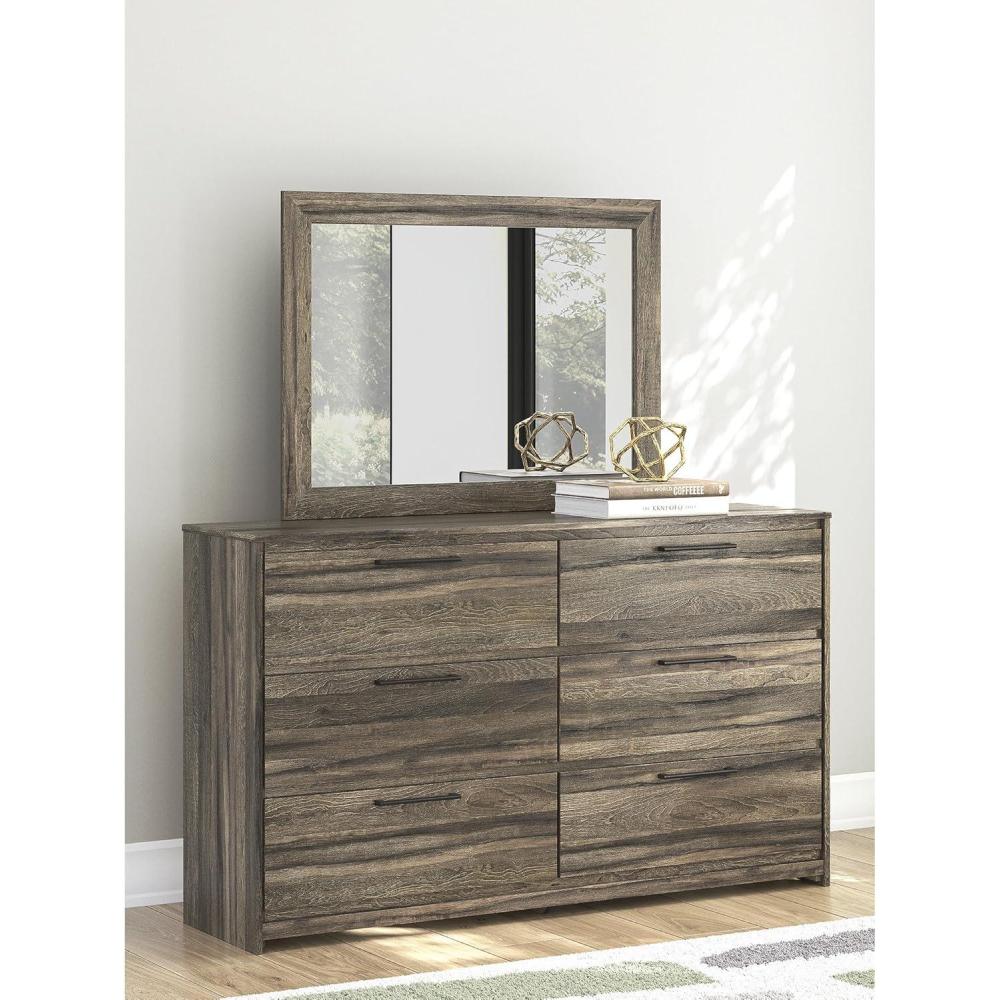 imageSignature Design by Ashley Baystorm Contemporary 6Drawer Dresser and Mirror with AntiTipping Restraint Light BrownDresser