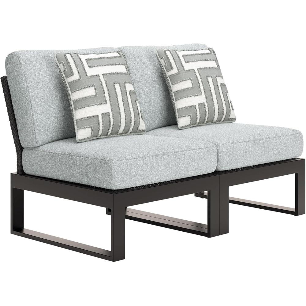 imageSignature Design by Ashley Beachloft Symmetrical Casual 5Piece Outdoor Sectional with Cushion and 5 Throw Pillows Light Gray2Piece Outdoor Sectional