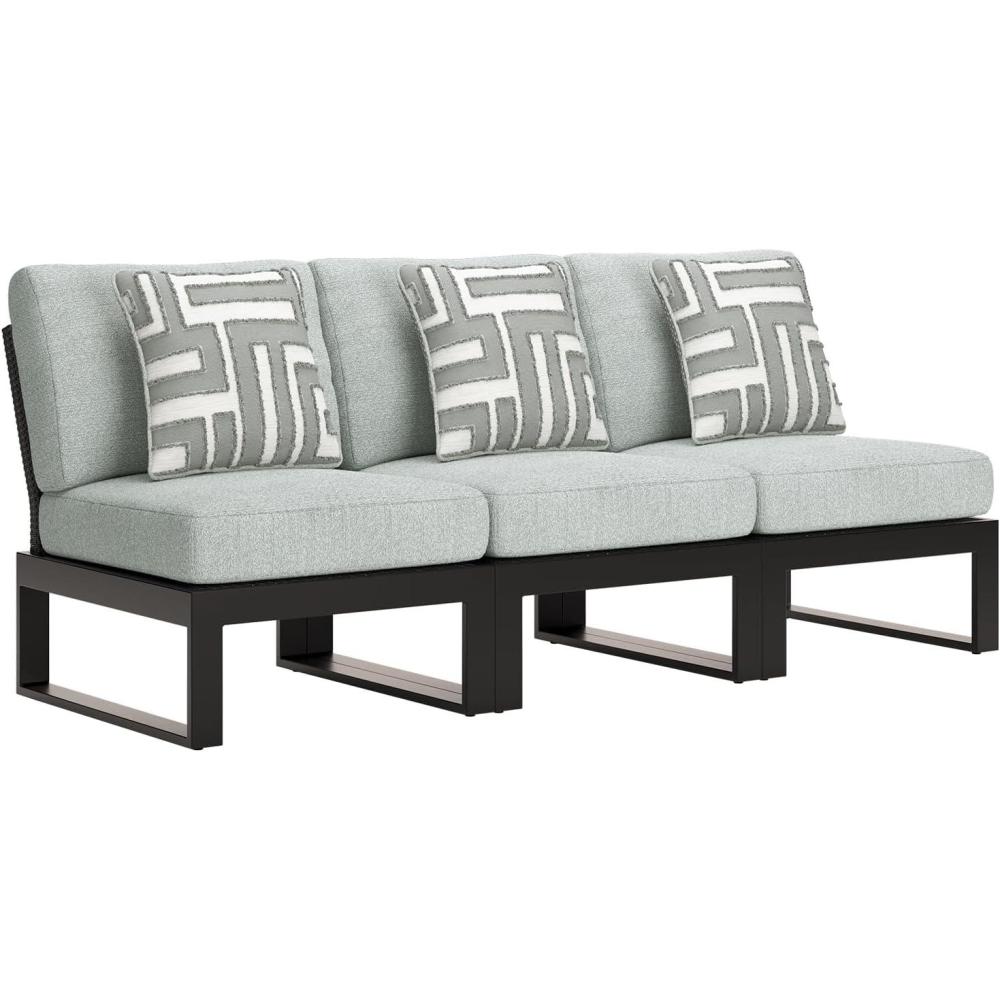 imageSignature Design by Ashley Beachloft Symmetrical Casual 5Piece Outdoor Sectional with Cushion and 5 Throw Pillows Light Gray3Piece Outdoor Sectional