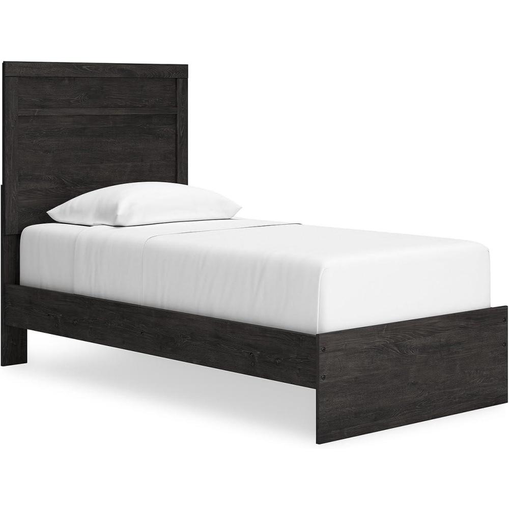 imageSignature Design by Ashley Belachime Rustic Twin Panel Bed Foundation or Box Spring Needed GrayCharcoal