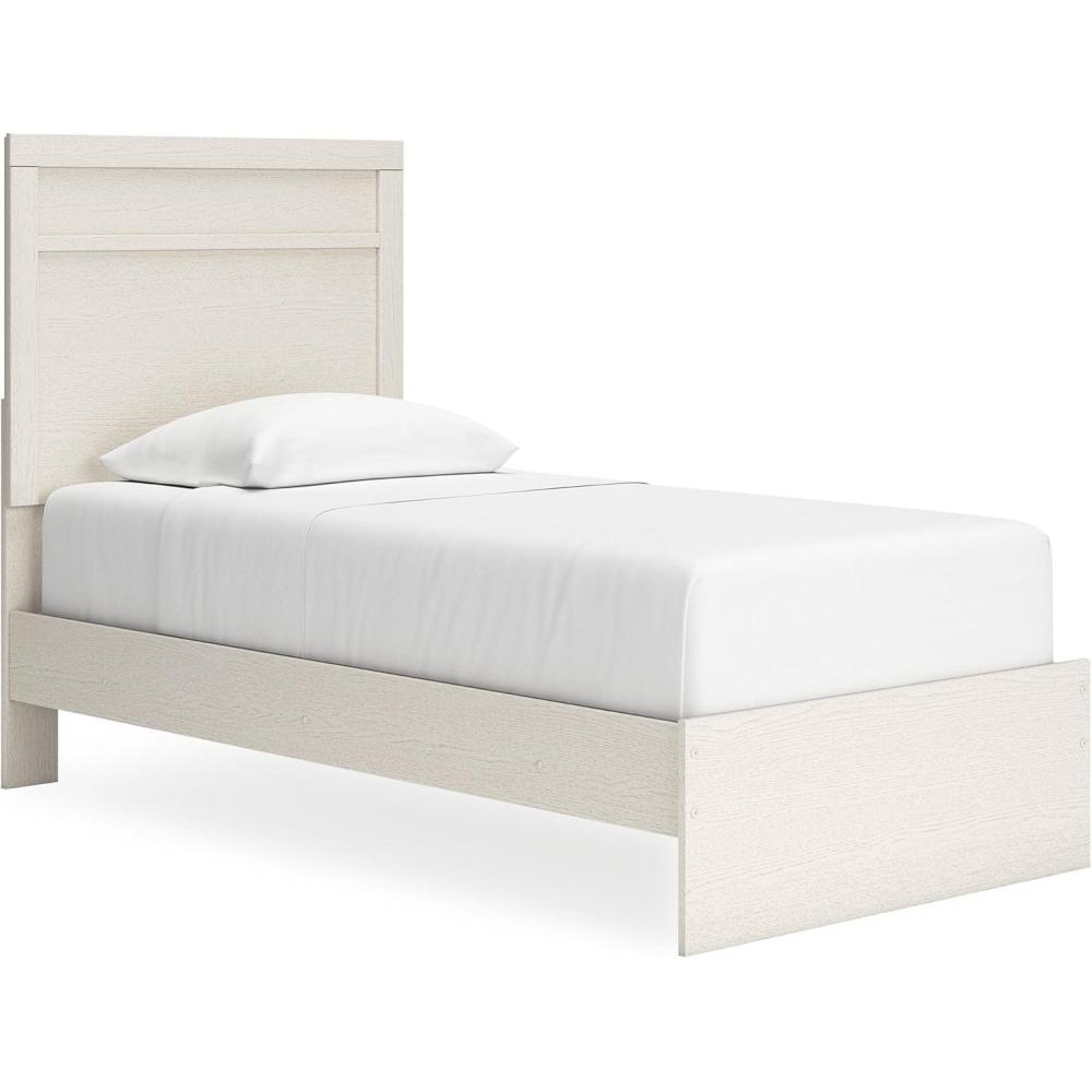 imageSignature Design by Ashley Belachime Rustic Twin Panel Bed Foundation or Box Spring Needed GrayWhite