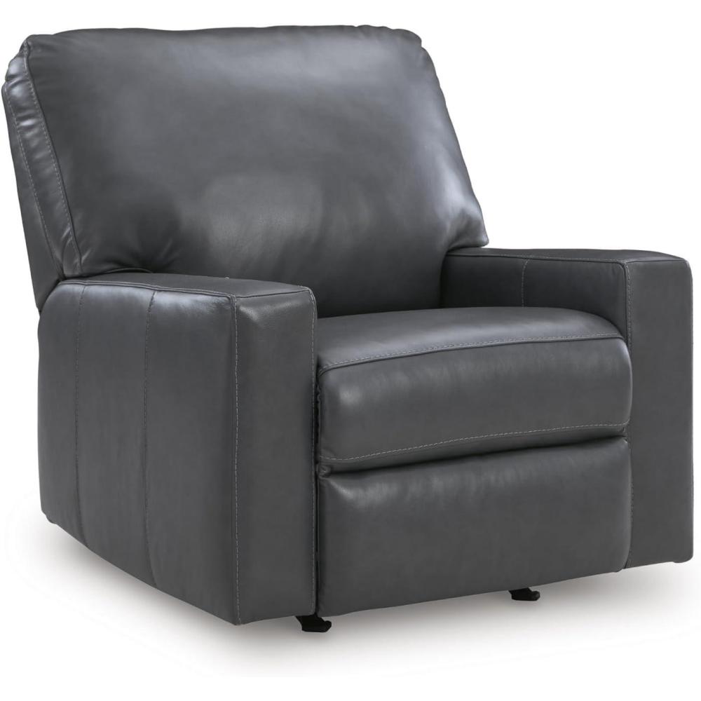 imageSignature Design by Ashley Bolsena Contemporary Leather Match Rocker Recliner with Armrest Gray