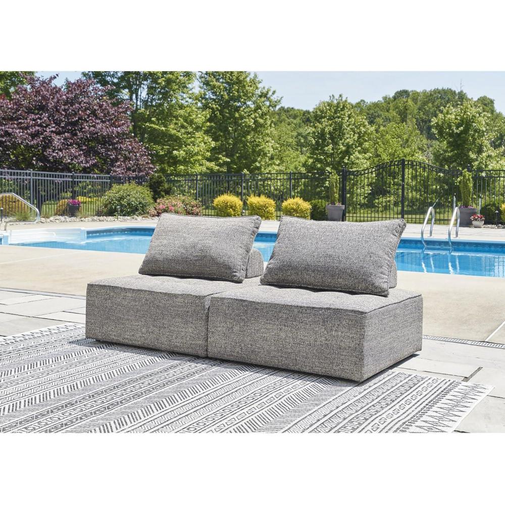 imageSignature Design by Ashley Bree Zee RightArm Facing Modern 4Piece Outdoor Sectional with Tufted Cushion Gray2Piece Outdoor Sectional
