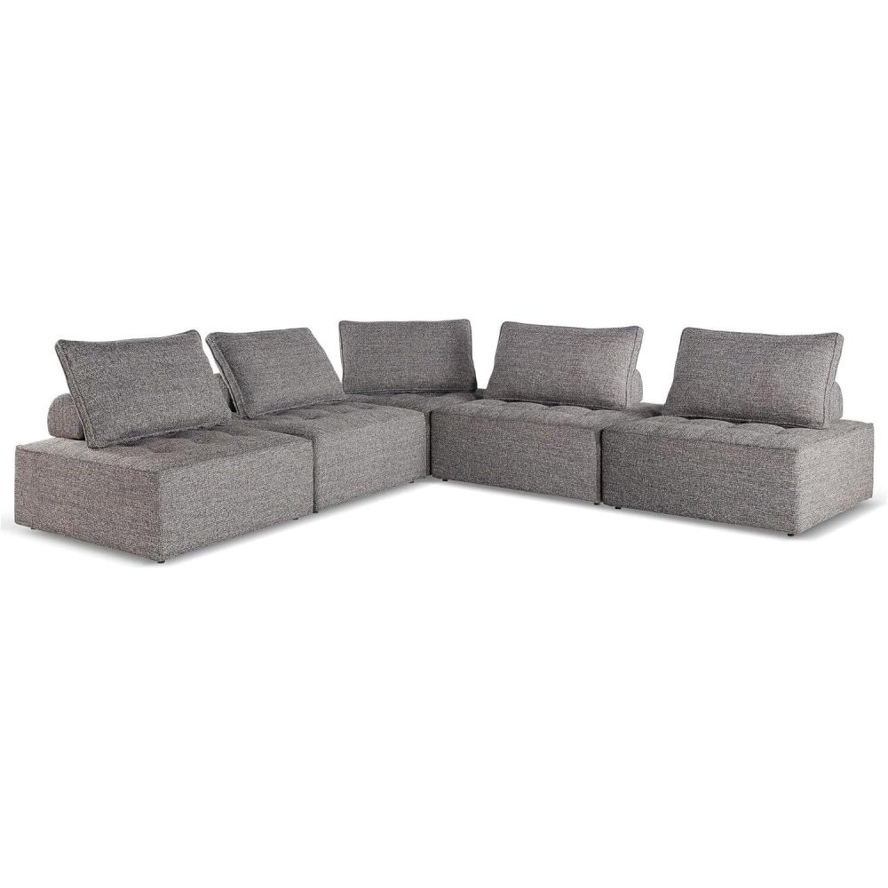 imageSignature Design by Ashley Bree Zee RightArm Facing Modern 4Piece Outdoor Sectional with Tufted Cushion Gray5Piece Outdoor Modular Seating