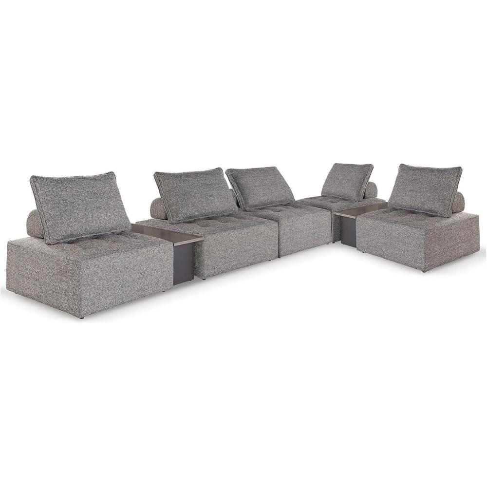 imageSignature Design by Ashley Bree Zee RightArm Facing Modern 4Piece Outdoor Sectional with Tufted Cushion Gray7Piece Outdoor Modular Seating