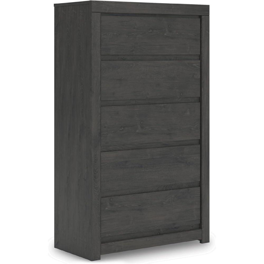 imageSignature Design by Ashley Brinxton Urban SmoothGliding 7Drawer Dresser and Mirror with Safety Stop GrayCharcoal
