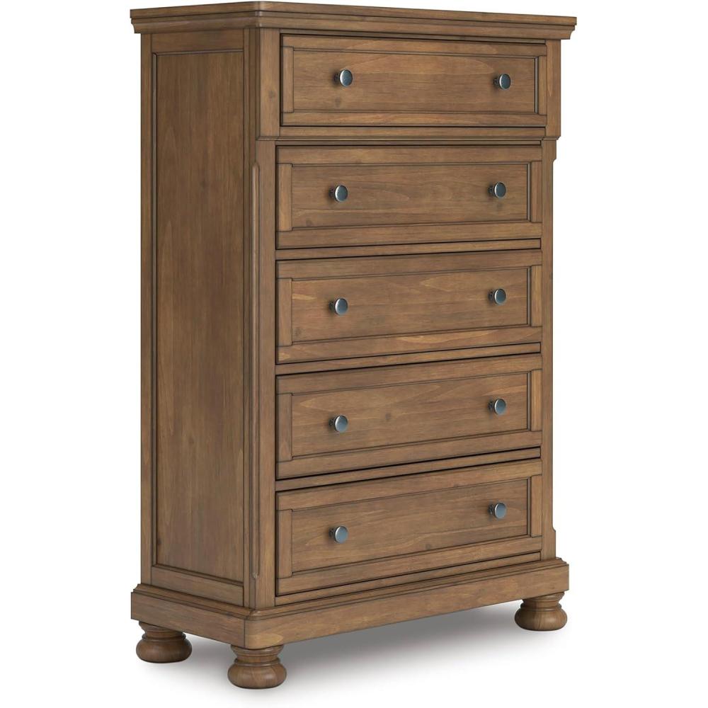 imageSignature Design by Ashley Brinxton Urban SmoothGliding 7Drawer Dresser and Mirror with Safety Stop GrayMedium Brown