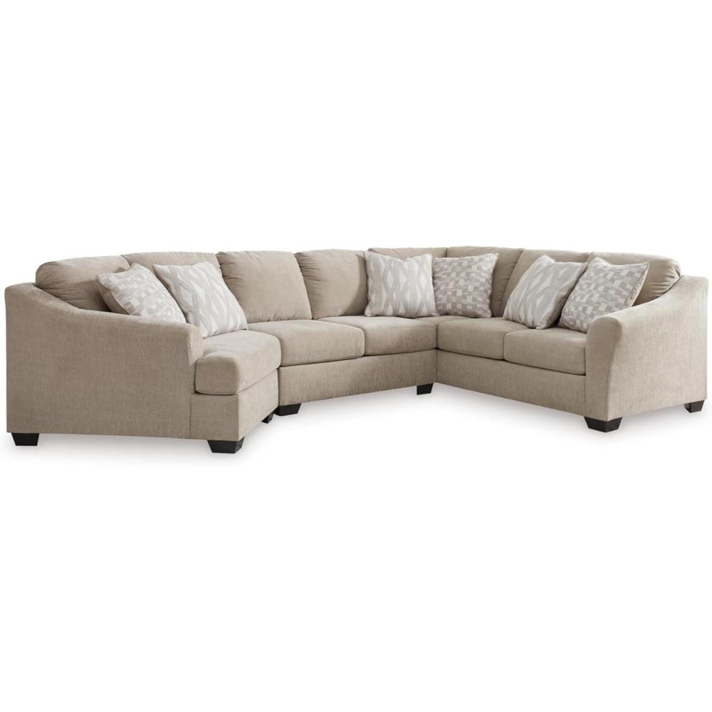 imageSignature Design by Ashley Brogan Bay Casual Anti Sag UShaped LeftArm Facing 3Piece Sectional with Cuddler and Loose Seat Cushions and 6 Accent Pillows BeigeLeft Hand Facing