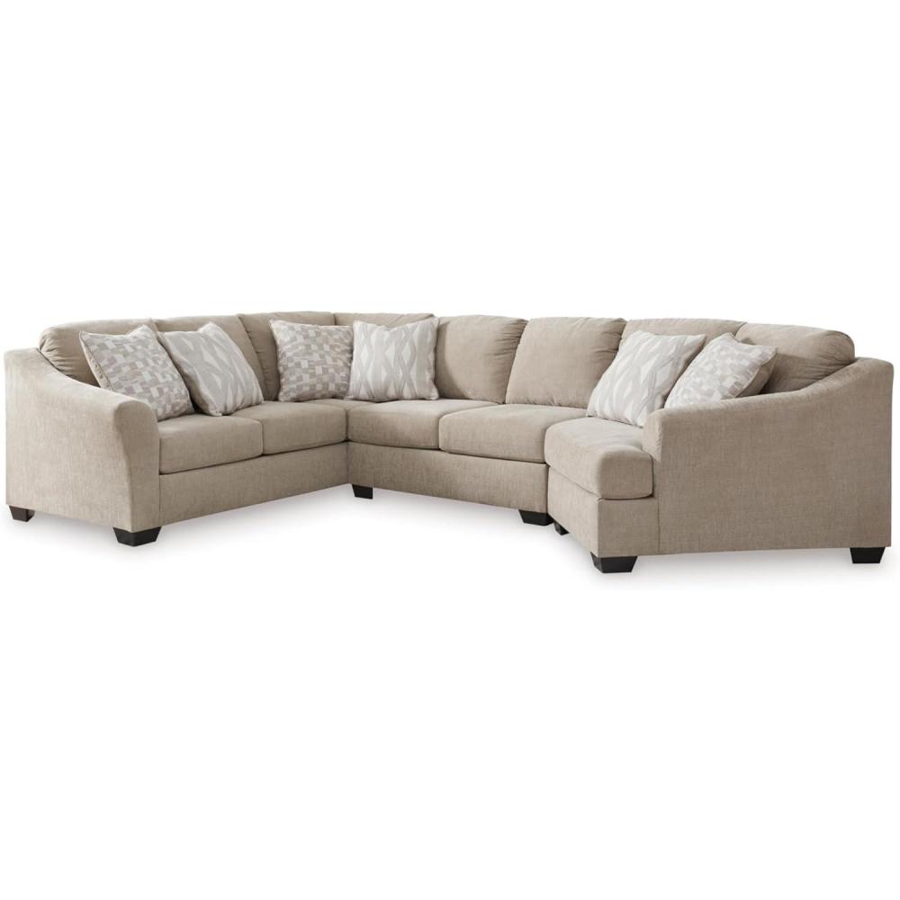 imageSignature Design by Ashley Brogan Bay Casual Anti Sag UShaped LeftArm Facing 3Piece Sectional with Cuddler and Loose Seat Cushions and 6 Accent Pillows BeigeRight Hand Facing