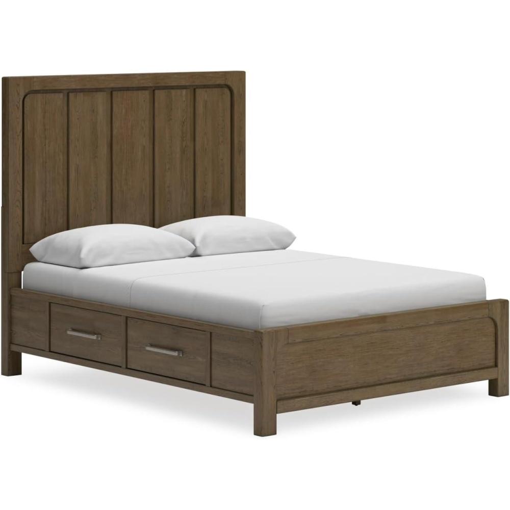 imageSignature Design by Ashley Cabalynn Casual Queen Upholstered Bed Foundation or Box Spring Needed BeigeQueen Panel Bed with Storage