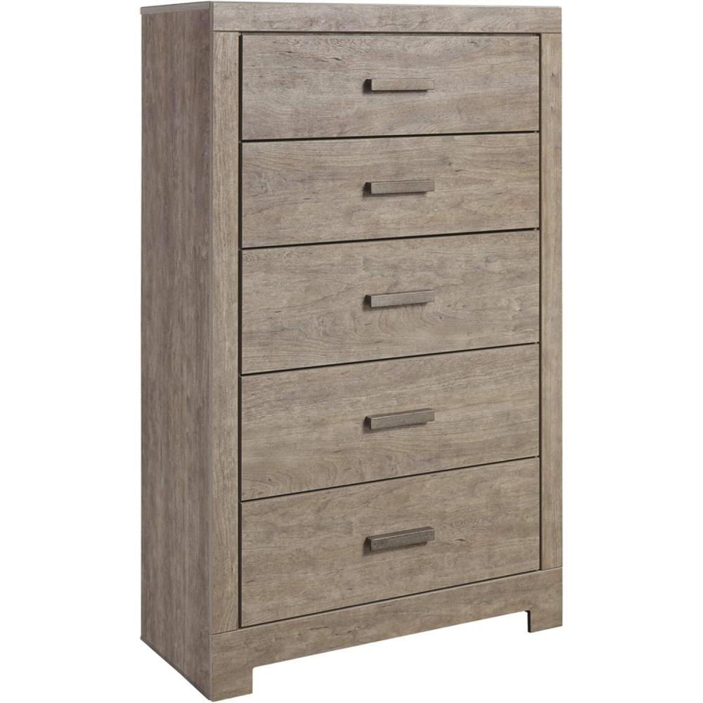 imageSignature Design by Ashley Culverbach Coastal 6Drawer Dresser and Mirror with AntiTipping Restraint Gray5 Drawer Chest