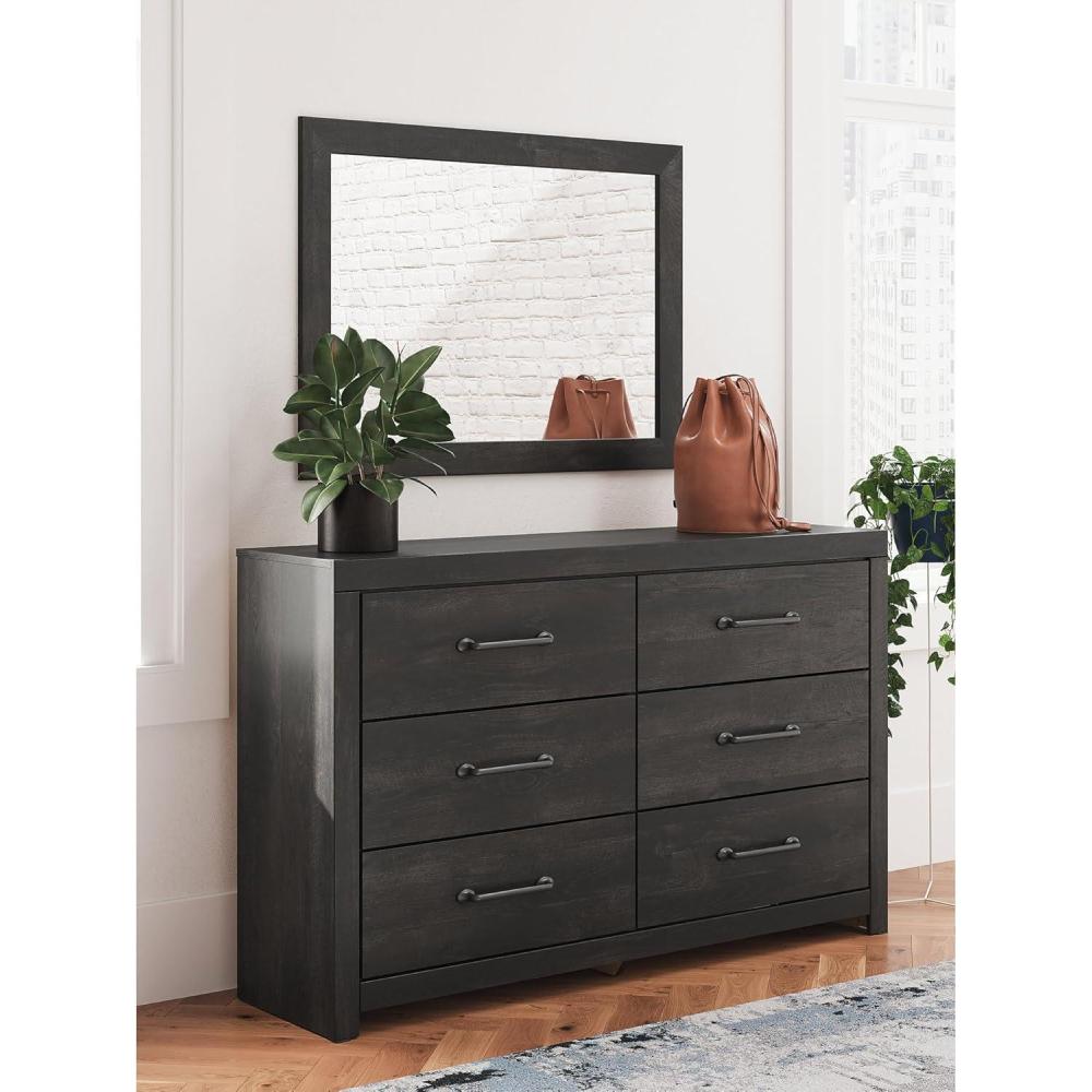 imageSignature Design by Ashley Delmorta Rustic Panel Bed Foundation or Box Spring Needed Full GrayDresser and Mirror