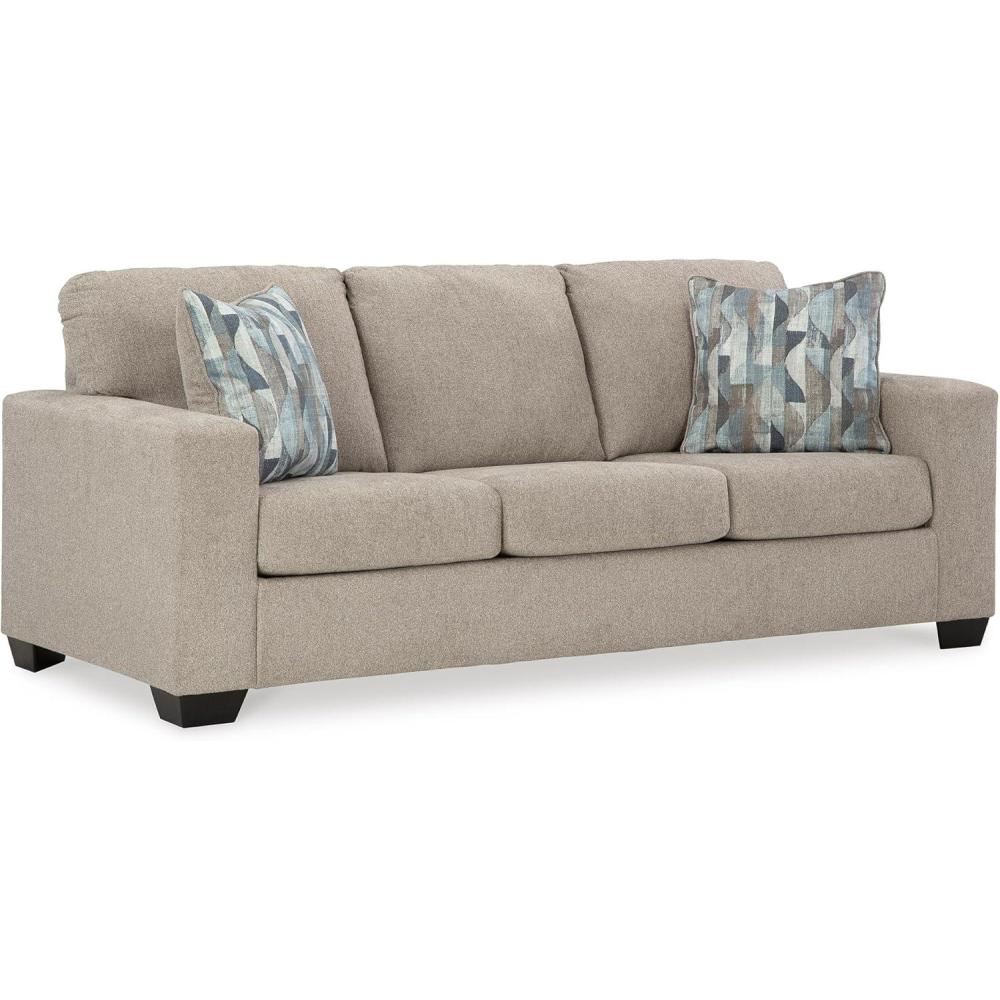 imageSignature Design by Ashley Deltona Contemporary Sofa with 2 Accent Pillows Beige