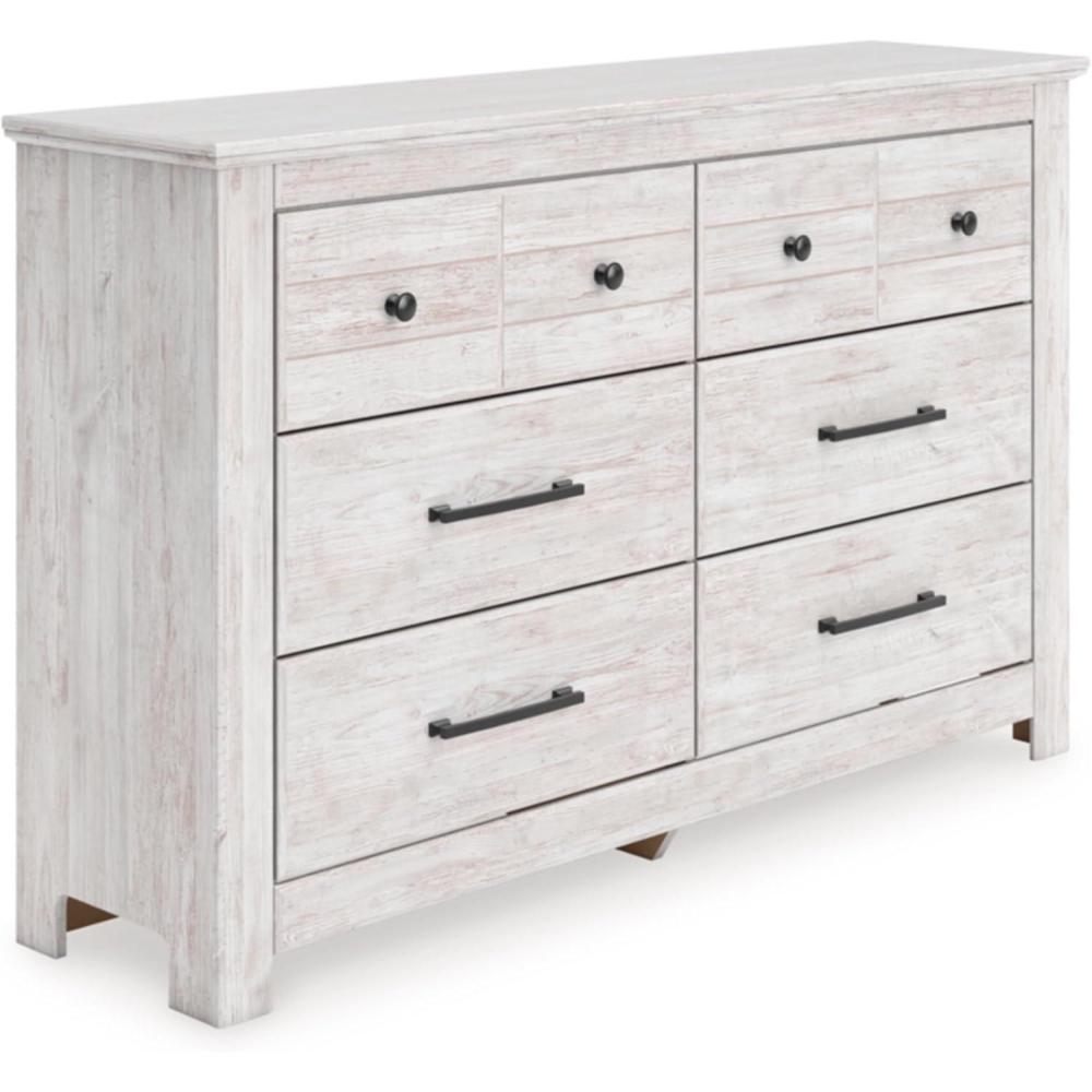 imageSignature Design by Ashley Fenderport Vintage Casual Nightstand with Two Drawers USB Charging Bronze Knobs Wood 2492 W x 1598 D x 2504 H WhitewashDresser