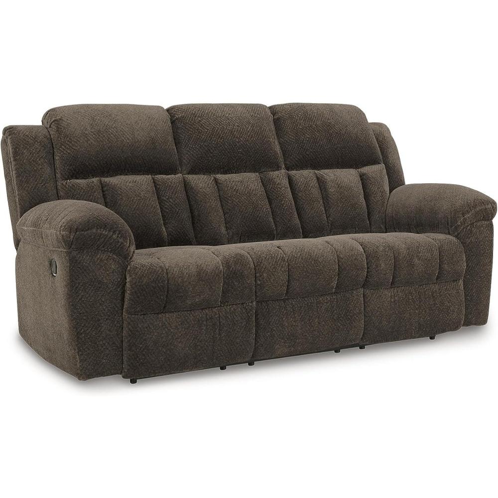 imageSignature Design by Ashley Frohn Contemporary Manual Reclining Sofa GrayDark Brown