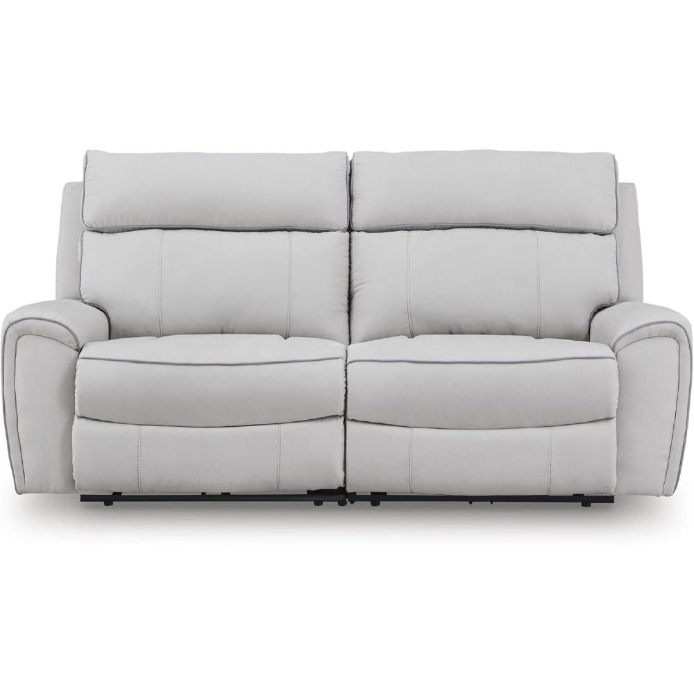 imageSignature Design by Ashley Grafton Pike Straight Contemporary 3Piece Power Reclining Sectional with Adjustable Headrest and USB Charging Ports Light Gray2Piece Reclining Loveseat