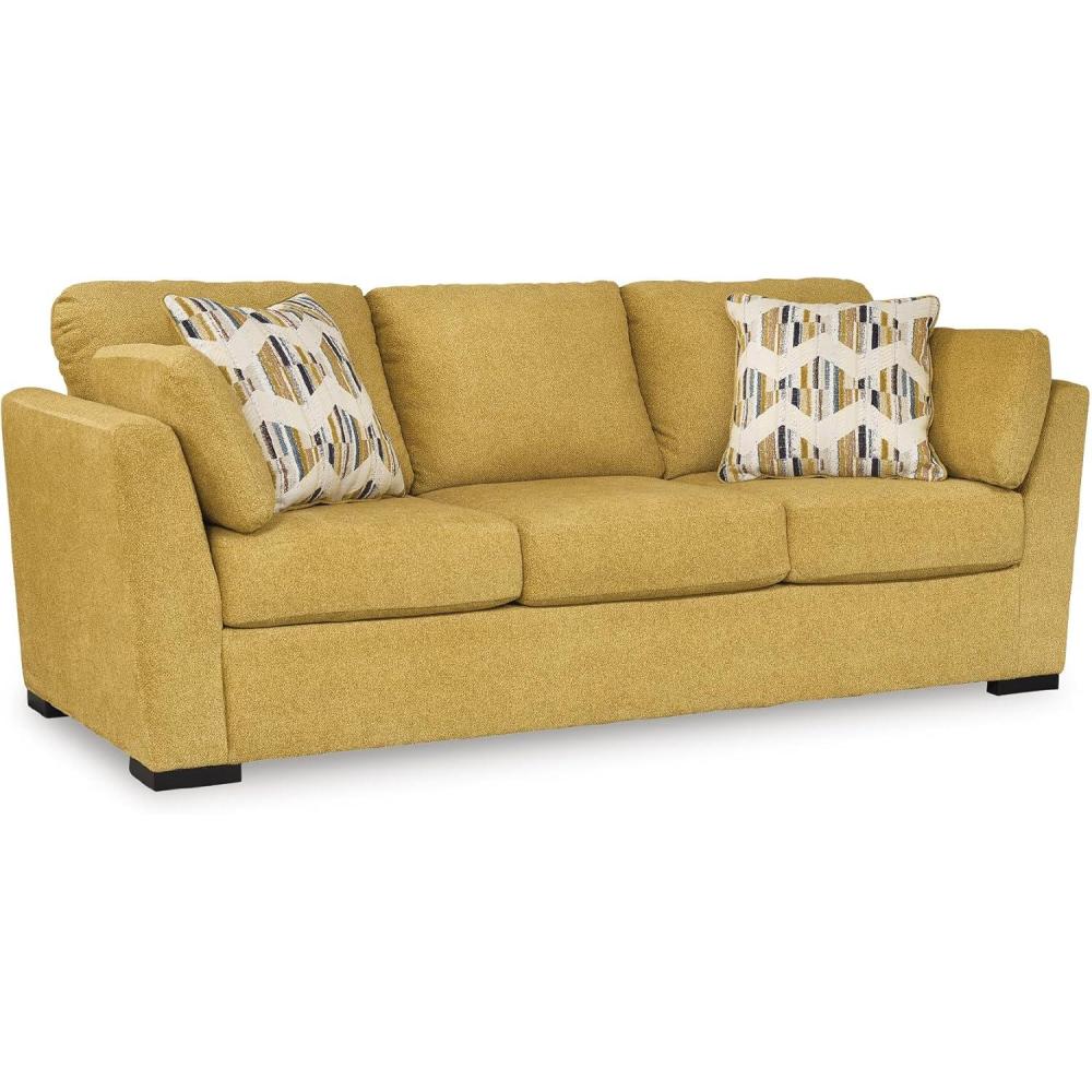 imageSignature Design by Ashley Keerwick Scandinavian Sofa with 4 Toss Pillows BlueYellow