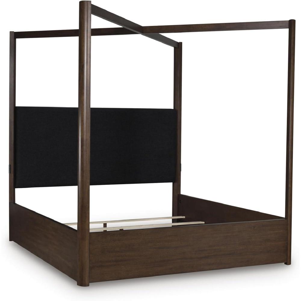 imageSignature Design by Ashley Kendamor Contemporary 6Drawer Dresser and Mirror with AntiTipping Restraint Dark BrownQueen Canopy Bed