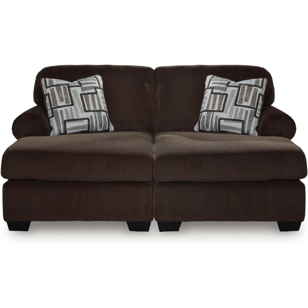 imageSignature Design by Ashley Landsings Straight Casual 2Piece Super Chaise with Removable Cushion and Rolled Arm Dark Brown2Piece Super Chaise
