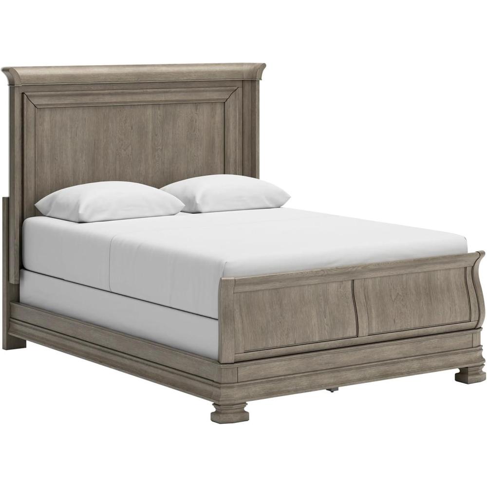 imageSignature Design by Ashley Lexorne Traditional King Sleigh Bed Foundation or Box Spring Needed Light GrayQueen Sleigh Bed
