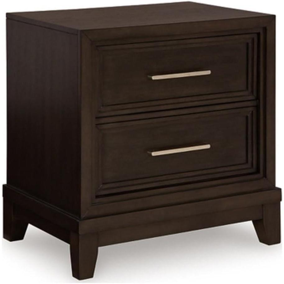 imageSignature Design by Ashley Neymorton Contemporary 2 Drawer Nightstand with FeltLined Top Drawer Dark Brown