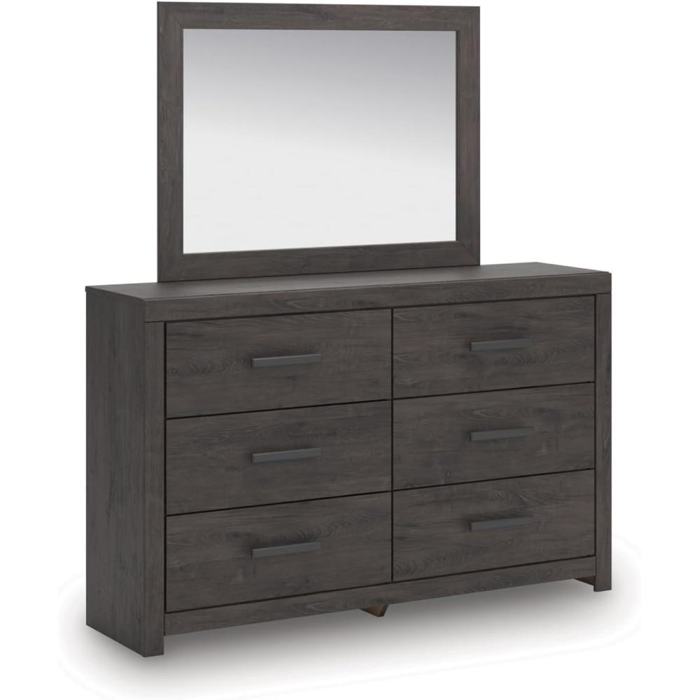 imageSignature Design by Ashley Sharlance Casual 9Drawer Dresser with FeltLined Top Drawer and Easy Glide for Bedroom Light BrownCharcoal