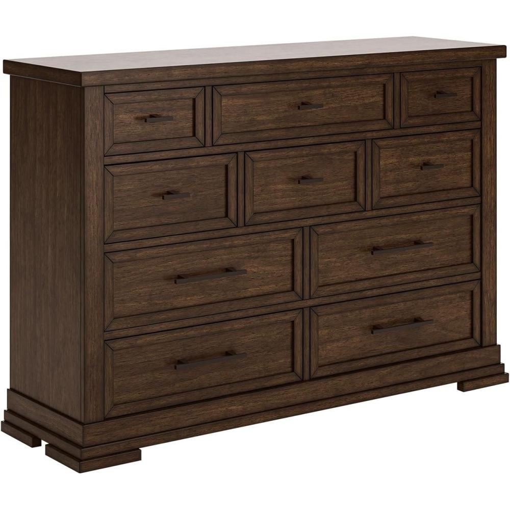 imageSignature Design by Ashley Sharlance Casual 9Drawer Dresser with FeltLined Top Drawer and Easy Glide for Bedroom Light BrownMedium Brown