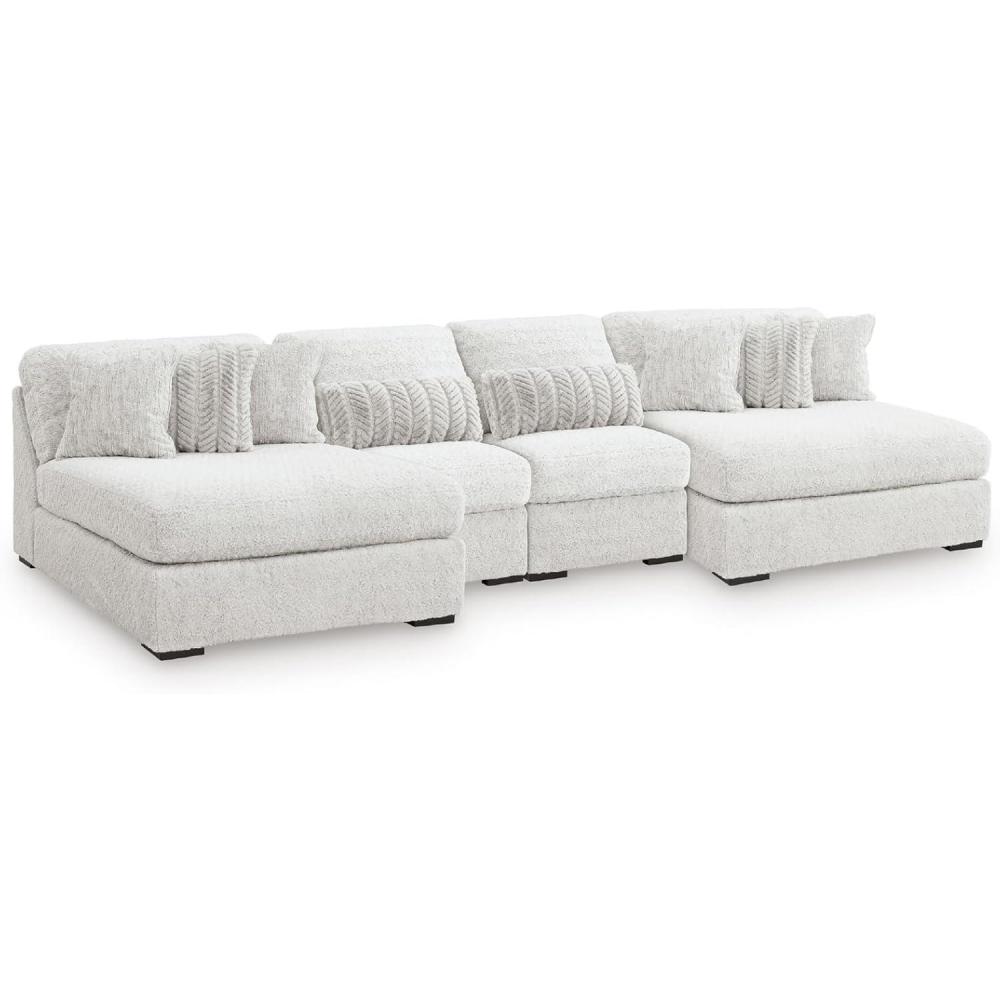 imageSignature Design by Ashley Snodoodle Straight Contemporary 3Piece Sectional with Removable Cushion and Reversible Cushion White4Piece Sectional with Chaise