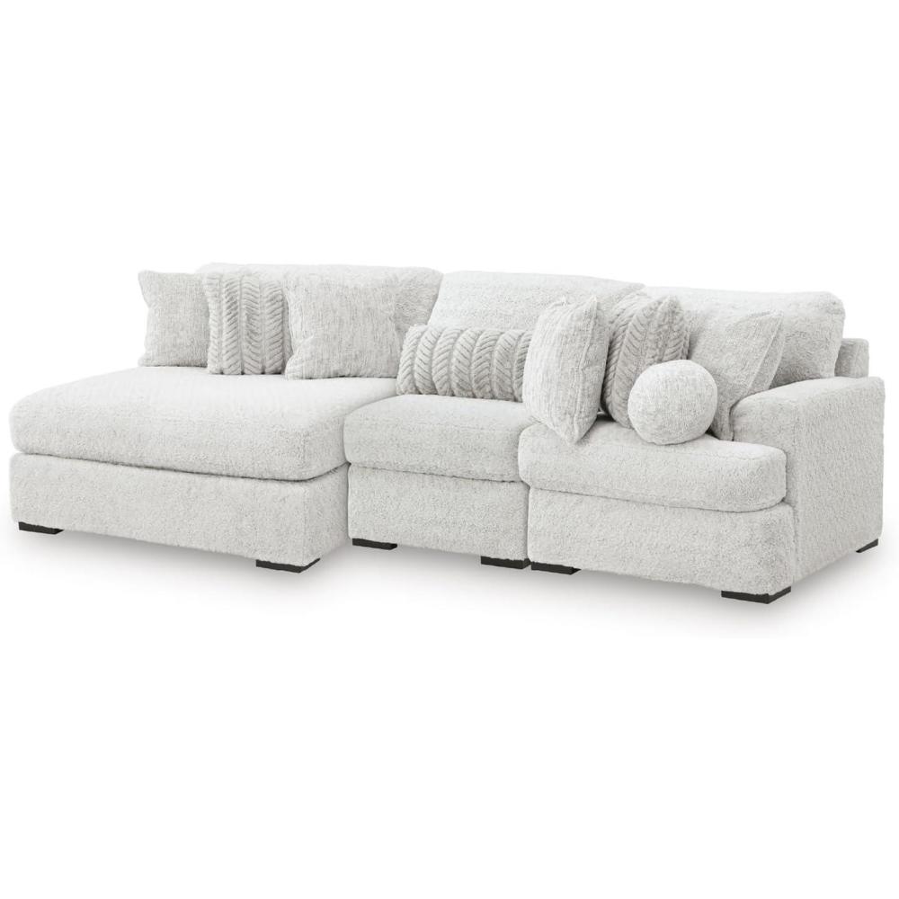 imageSignature Design by Ashley Snodoodle Straight Contemporary 3Piece Sectional with Removable Cushion and Reversible Cushion WhiteLeft Hand 3Piece Sectional with Chaise