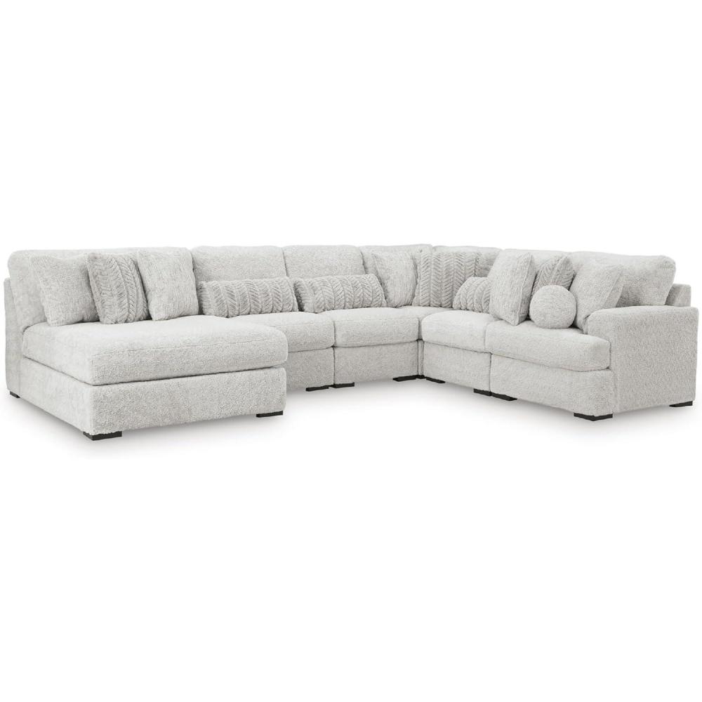 imageSignature Design by Ashley Snodoodle Straight Contemporary 3Piece Sectional with Removable Cushion and Reversible Cushion WhiteLeft Hand 6Piece Sectional with Chaise