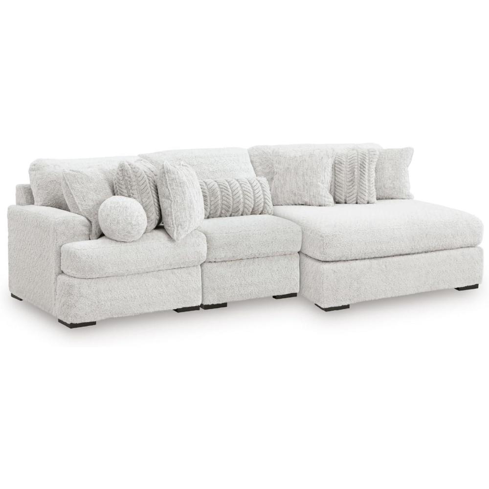 imageSignature Design by Ashley Snodoodle Straight Contemporary 3Piece Sectional with Removable Cushion and Reversible Cushion WhiteRight Hand 3Piece Sectional with Chaise