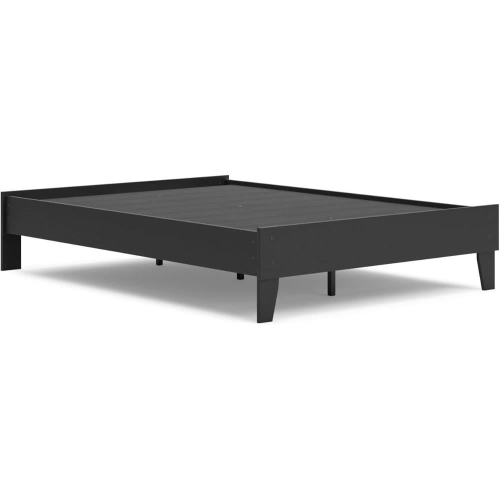 imageSignature Design by Ashley Socalle Contemporary Panel Platform Bed Foundation or Box Spring Not Needed Queen BeigeBlack
