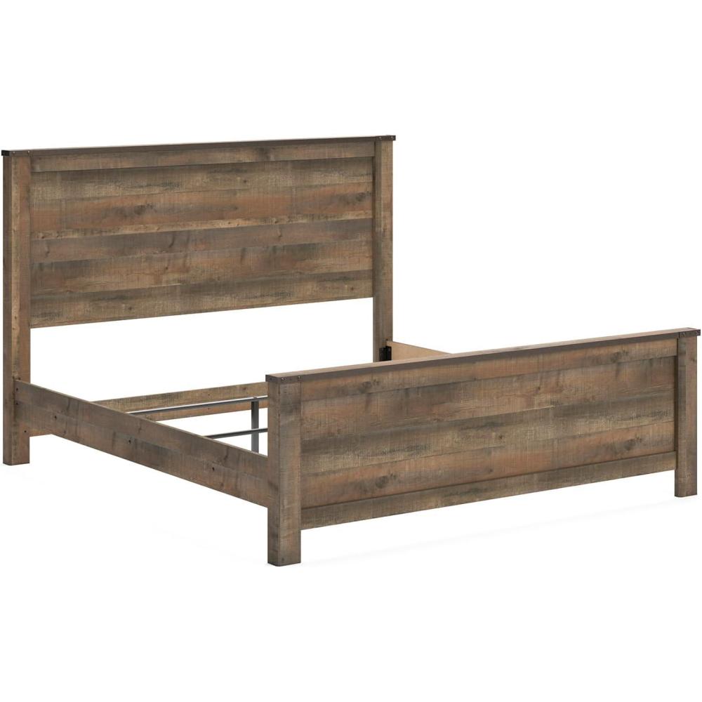 imageSignature Design by Ashley Trinell Rustic Bookcase Bed with Storage and Nailhead Accents Foundation or Box Spring Not Needed Full Dark BrownKing Panel Bed