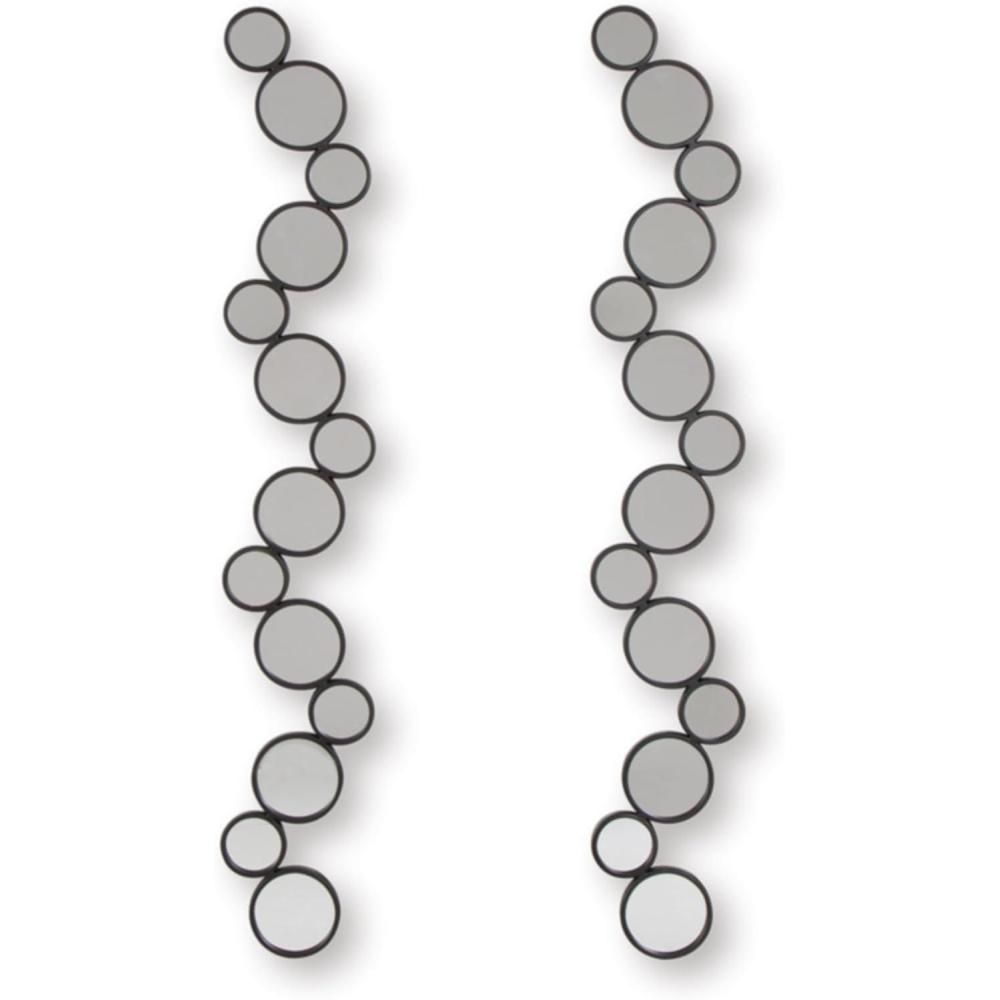 imageSignature Design by Ashley Vinler Modern Wall Mounted Metal Framed Accent Mirror Set Set of 2 Black